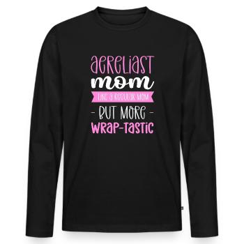 Maman aéréiste - comme une mère normale, mais - T-shirt manches longues Premium bio Homme - noir - Devant - Nico (187cm)