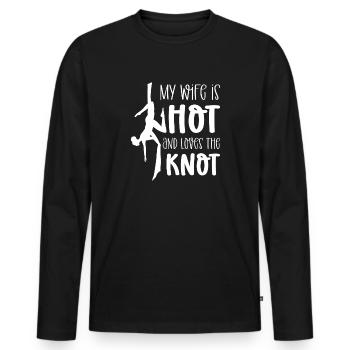 Ma femme est chaude - T-shirt manches longues Premium bio Homme - noir - Devant - Nico (187cm)
