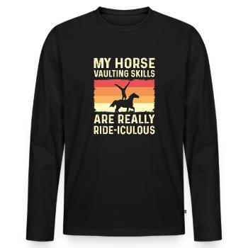 Mes compétences pour les tissus des chevaux sont - T-shirt manches longues Premium bio Homme - noir - Devant - Nico (187cm)