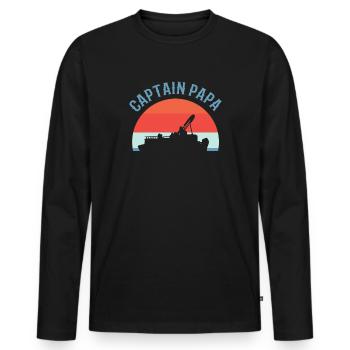 Capitaine Papa. Pontoning. Capitaine de ponton - T-shirt manches longues Premium bio Homme - noir - Devant - Nico (187cm)