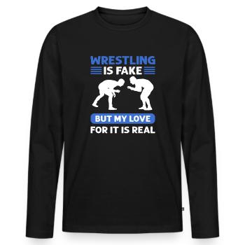 Wrestling is wrong, but my love for it is - Men's Premium Organic Long Sleeve Shirt - black - Front - Nico (187cm)