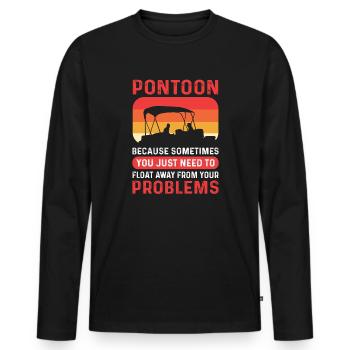 Pontonbootfahren. Float Away Pontoon Boat Kapitän - Männer Premium Bio Langarmshirt - Schwarz - Vorne - Nico (187cm)