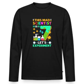 Ce savant fou a 7 ans. - T-shirt manches longues Premium bio Homme - noir - Devant - Nico (187cm)