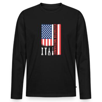 Elevator mechanic. Elevator fitter - Men's Premium Organic Long Sleeve Shirt - black - Front - Nico (187cm)