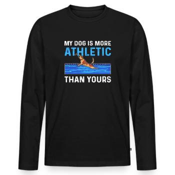 Mon chien est plus athlétique que le tien. - T-shirt manches longues Premium bio Homme - noir - Devant - Nico (187cm)