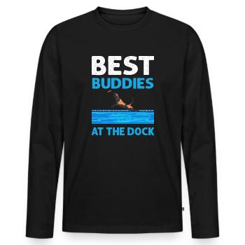 Best friends at the dock. Canin Sport Dog Dock Diving - Men's Premium Organic Long Sleeve Shirt - black - Front - Nico (187cm)