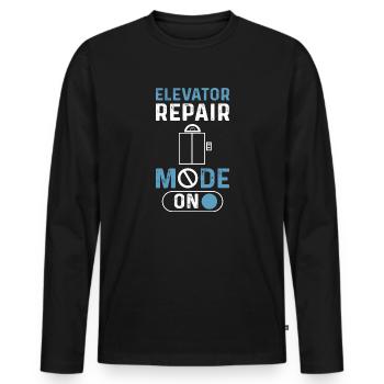 Mode de réparation d’ascenseur. Mécanicien d’ascenseur - T-shirt manches longues Premium bio Homme - noir - Devant - Nico (187cm)