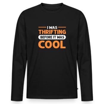 J’étais frugal avant que ce soit cool. - T-shirt manches longues Premium bio Homme - noir - Devant - Nico (187cm)