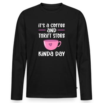 It is a coffee and thrift shop. Frugal - Men's Premium Organic Long Sleeve Shirt - black - Front - Nico (187cm)