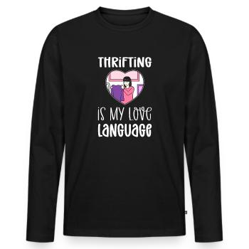 Economique est mon langage d’amour. Économique - T-shirt manches longues Premium bio Homme - noir - Devant - Nico (187cm)