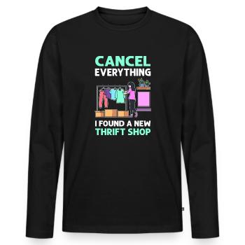 Alles Absagen. Ich Fand Einen Neuen Secondhand - Männer Premium Bio Langarmshirt - Schwarz - Vorne - Nico (187cm)