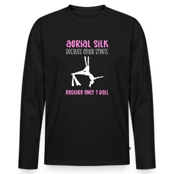 Air soie, parce que d’autres sports seulement 1 balle - T-shirt manches longues Premium bio Homme - noir - Devant - Nico (187cm)