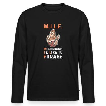 Pilze, Die Ich Gerne Aufsuche. Pilzsammlung - Männer Premium Bio Langarmshirt - Schwarz - Vorne - Nico (187cm)