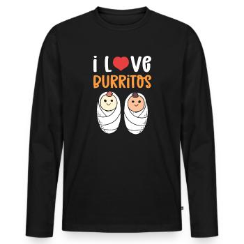 I love burritos. Pediatric Nurse at - Men's Premium Organic Long Sleeve Shirt - black - Front - Nico (187cm)