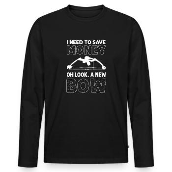 J’ai besoin d’économiser de l’argent. Oh regardez, un nouvel arc. - T-shirt manches longues Premium bio Homme - noir - Devant - Nico (187cm)