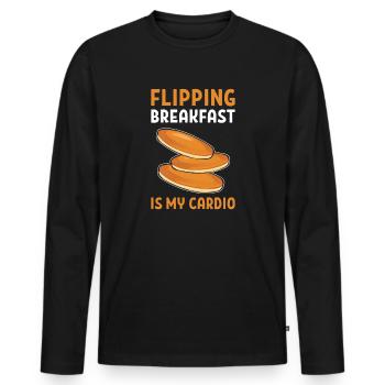 Flipping Frühstück Ist Mein Cardio. - Männer Premium Bio Langarmshirt - Schwarz - Vorne - Nico (187cm)