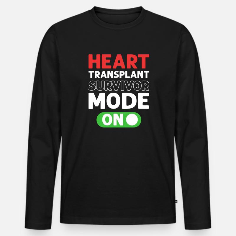 Herztransplantations-Überlebensmodus Ein. - Männer Premium Bio Langarmshirt - Schwarz