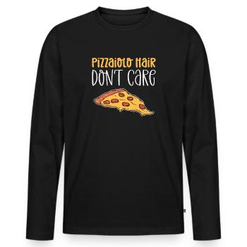 Pizzaiolo hair - does not care about it. Pizza - Men's Premium Organic Long Sleeve Shirt - black - Front - Nico (187cm)