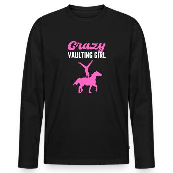 Fille folle qui saute. Vault à - T-shirt manches longues Premium bio Homme - noir - Devant - Nico (187cm)