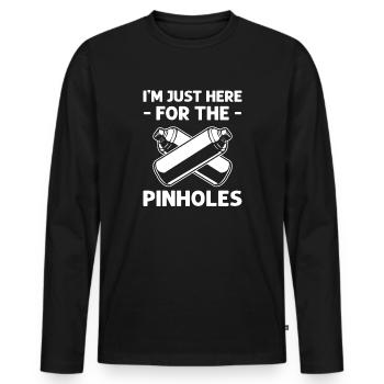 Je ne suis là que pour les trous d’épingle. - T-shirt manches longues Premium bio Homme - noir - Devant - Nico (187cm)
