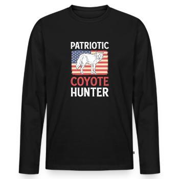 Patriotic Coyote Hunter Hurlant Animal Coyote - T-shirt manches longues Premium bio Homme - noir - Devant - Nico (187cm)