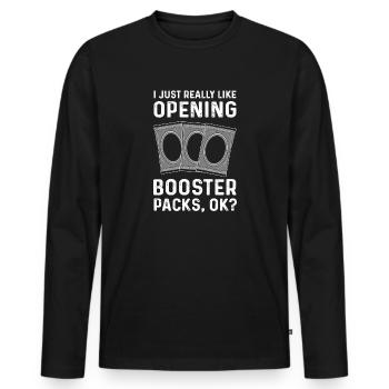 TCG Ich Mag Es Wirklich, Boosterpackungen Zu - Männer Premium Bio Langarmshirt - Schwarz - Vorne - Nico (187cm)