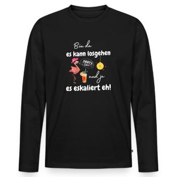 Mädels Party Flamingo Cocktail Junggesellinnen - Männer Premium Bio Langarmshirt - Schwarz - Vorne - Nico (187cm)