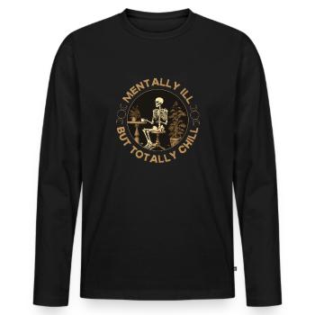 Café squelette malade mental mais totalement refroidi - T-shirt manches longues Premium bio Homme - noir - Devant - Nico (187cm)
