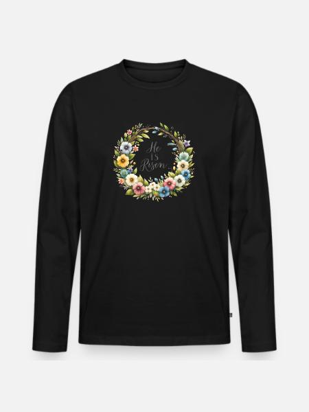 He Is Risen - Men's Premium Organic Long Sleeve Shirt - black