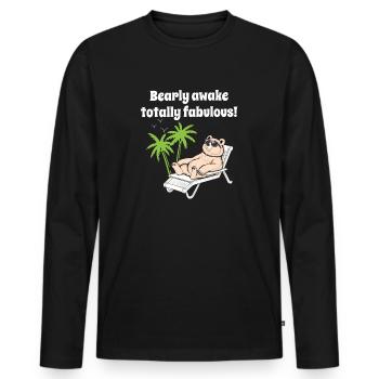 Bear in sunglasses chilling in deck chair palm trees - Men's Premium Organic Long Sleeve Shirt - black - Front - Nico (187cm)