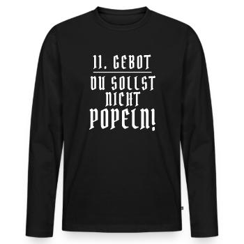 11. Gebot DU SOLLST NICHT POPELN Spruch lustig - Männer Premium Bio Langarmshirt - Schwarz - Vorne - Nico (187cm)