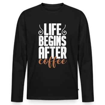 Café buveurs de café Amateurs de café - T-shirt manches longues Premium bio Homme - noir - Devant - Nico (187cm)