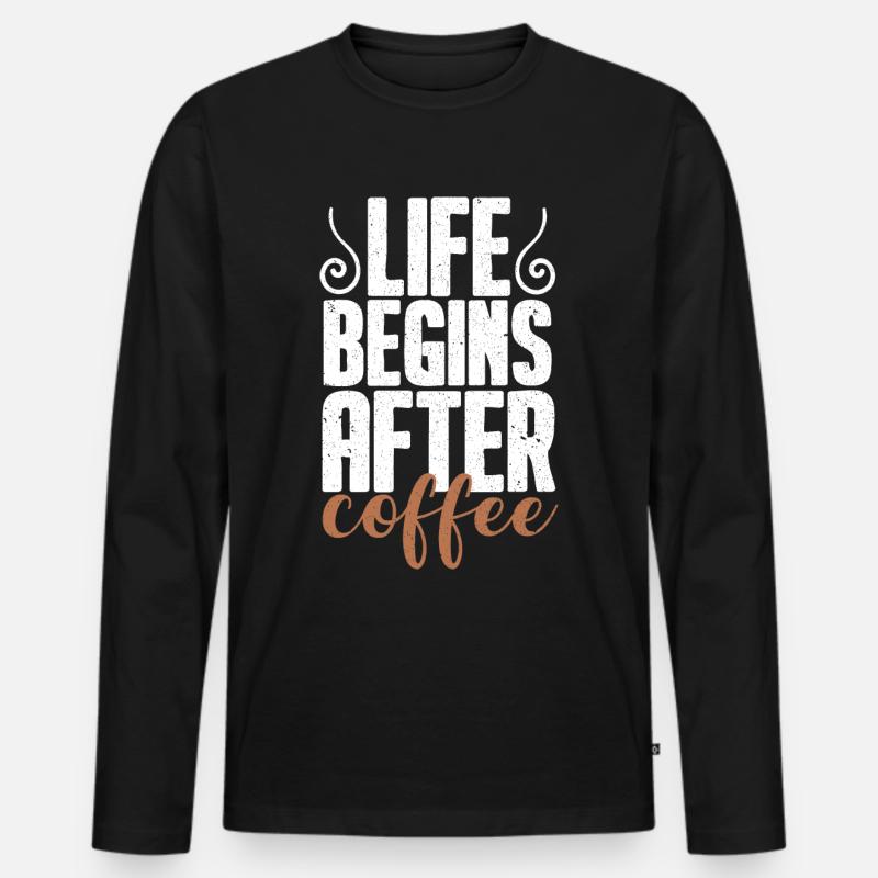 Kaffee Kaffeetrinker Kaffeeliebhaber - Männer Premium Bio Langarmshirt - Schwarz