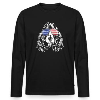 COCKER SPANIEL America Flag Glasses Dogs Wilsigns - Men's Premium Organic Long Sleeve Shirt - black - Front - Nico (187cm)