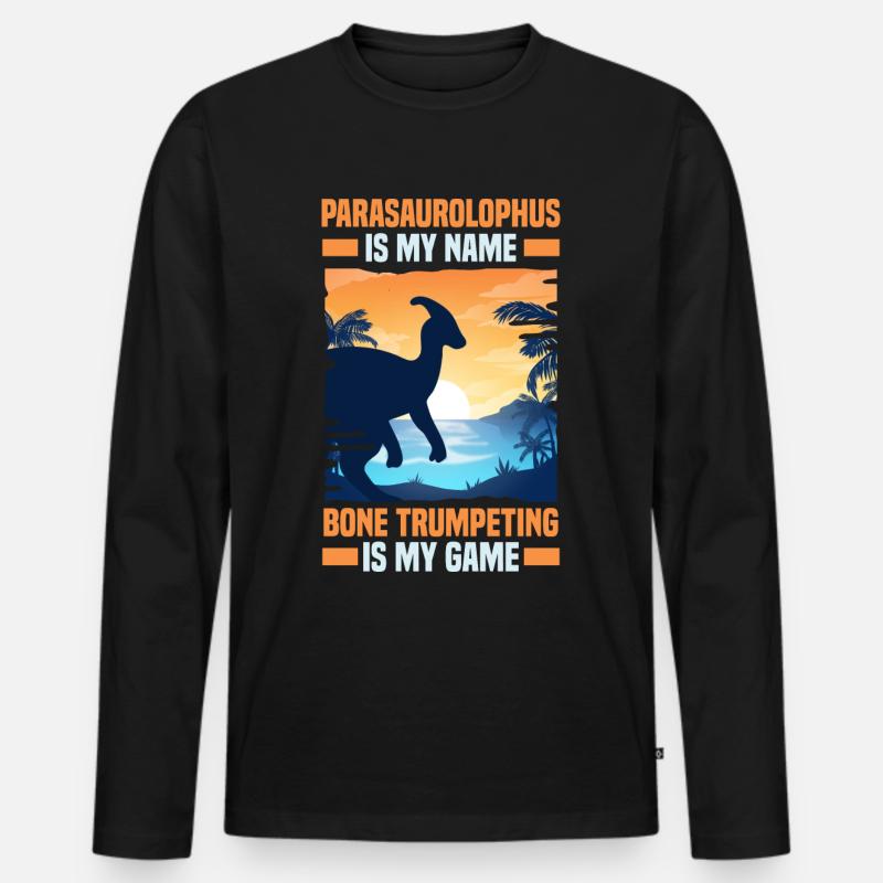 Dinosaurier - Männer Premium Bio Langarmshirt - Schwarz