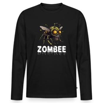 Zombee Halloween Horror Monster Zombie Bee Flower - Men's Premium Organic Long Sleeve Shirt - black - Front - Nico (187cm)