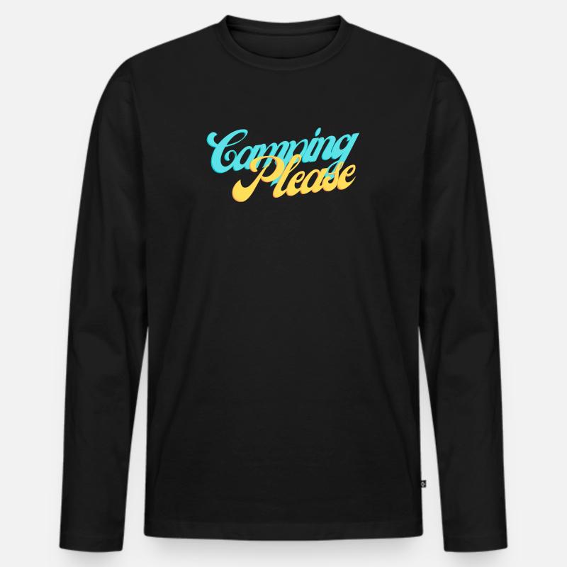 Camping Please Retro Script - Männer Premium Bio Langarmshirt - Schwarz