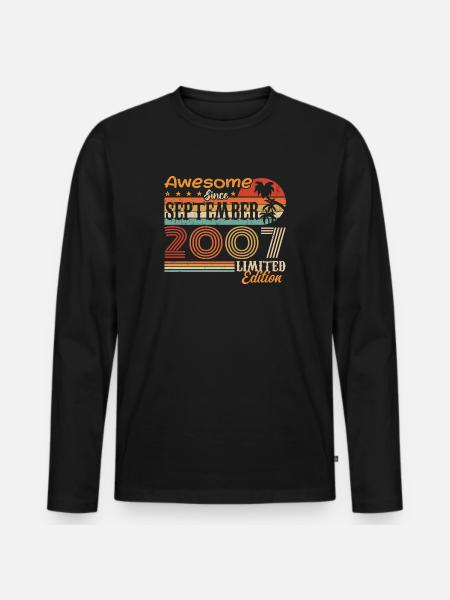 September 2007 - Birthday 2007 September - Men's Premium Organic Long Sleeve Shirt - black