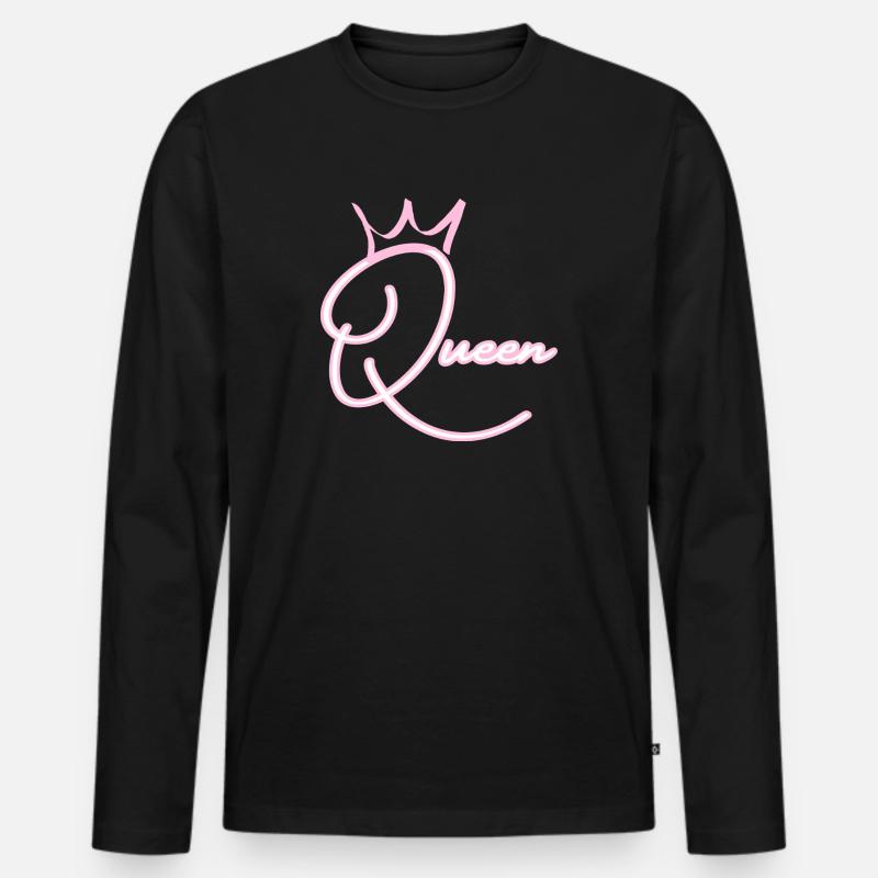 Queen-Logo mit Krone - Männer Premium Bio Langarmshirt - Schwarz