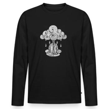 cloud, Monday cloud rain, Monday is bad ... - Men's Premium Organic Long Sleeve Shirt - black - Front - Nico (187cm)