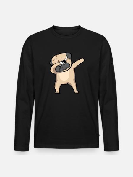Dabbing Dog Pug gift - Men's Premium Organic Long Sleeve Shirt - black