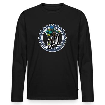 Mountain Biker Biker Bike Mountainbiking Mountains - Men's Premium Organic Long Sleeve Shirt - black - Front - Nico (187cm)