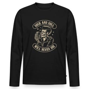 Rock n Roll - Rockabilly - Männer Premium Bio Langarmshirt - Schwarz - Vorne - Nico (187cm)