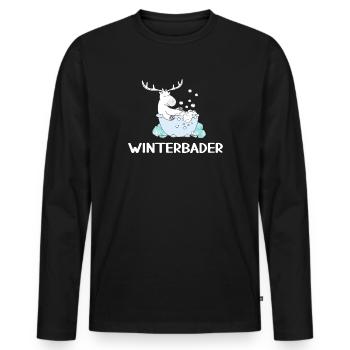 winterbader eisbader cool arktis winter schwimmen - Männer Premium Bio Langarmshirt - Schwarz - Vorne - Nico (187cm)