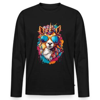Einhorn magisch süß cool niedlich Pony - Männer Premium Bio Langarmshirt - Schwarz - Vorne - Nico (187cm)