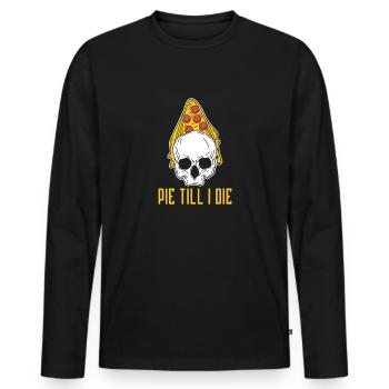 Pizza Skull "Pie Till I Die" - Men's Premium Organic Long Sleeve Shirt - black - Front - Nico (187cm)