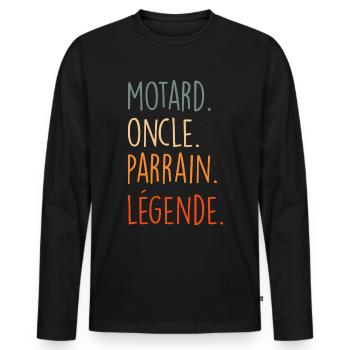 Motard oncle parrain légende - T-shirt manches longues Premium bio Homme - noir - Devant - Nico (187cm)