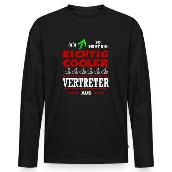 Beruf Arbeit Büro Mann VERTRETER - Männer Premium Bio Langarmshirt - Schwarz - Vorne - Nico (187cm)