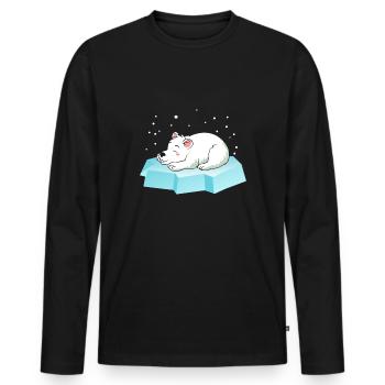 Sleepy polar bear - Men's Premium Organic Long Sleeve Shirt - black - Front - Nico (187cm)