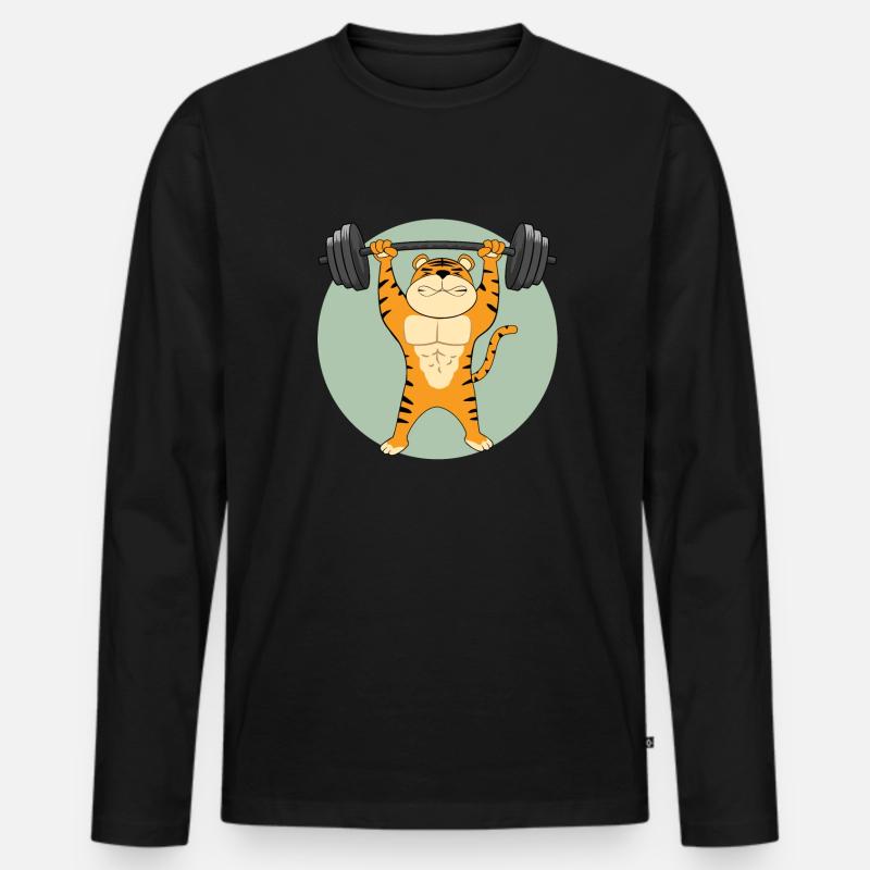 Gym Tiger - Männer Premium Bio Langarmshirt - Schwarz